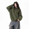 Men's Retro Cable Knit Sweater - Loose Fit, Round Neck, Autumn/Winter Pullover.