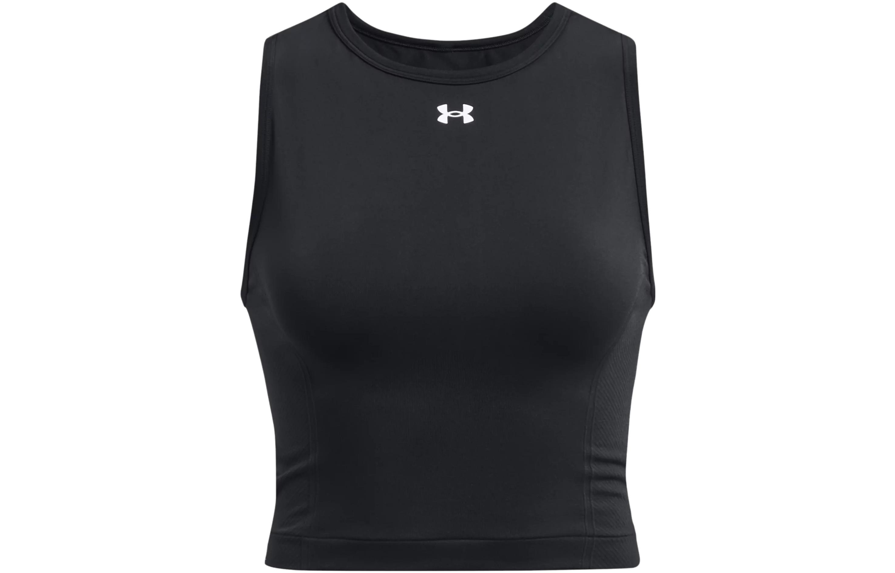 Under Armour Tank Tops Women s Black Crew Neck Moderate Straight Fit 1379148-001 S
