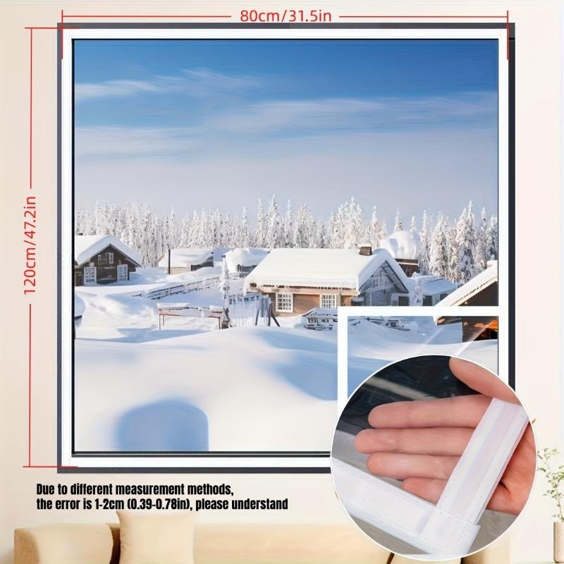 Home Easy-to-Install Windproof Thermal Film, Winter Sealing Window Draft Stopper Leak-Proof Curtain, High Transparency Thickened Plastic Sheet