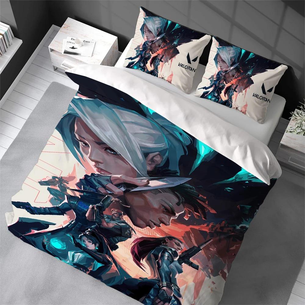 New V-Valorant Game Bedding Set 3D print Duvet Cover Pillowcase Single Twin Size Gift for Student Adult 2/3pcs set Home Decor