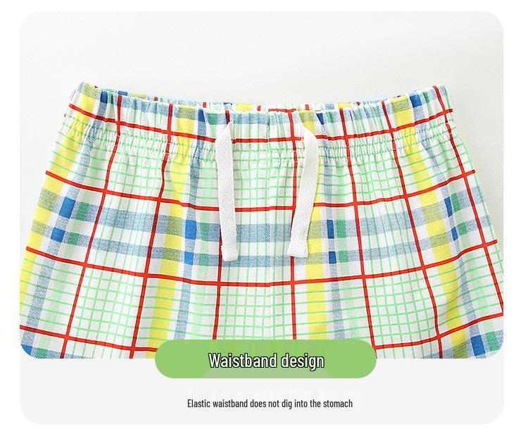 Summer 2026 Boys' Plaid Dinosaur Print Shorts Set - European & American Style Two-Piece