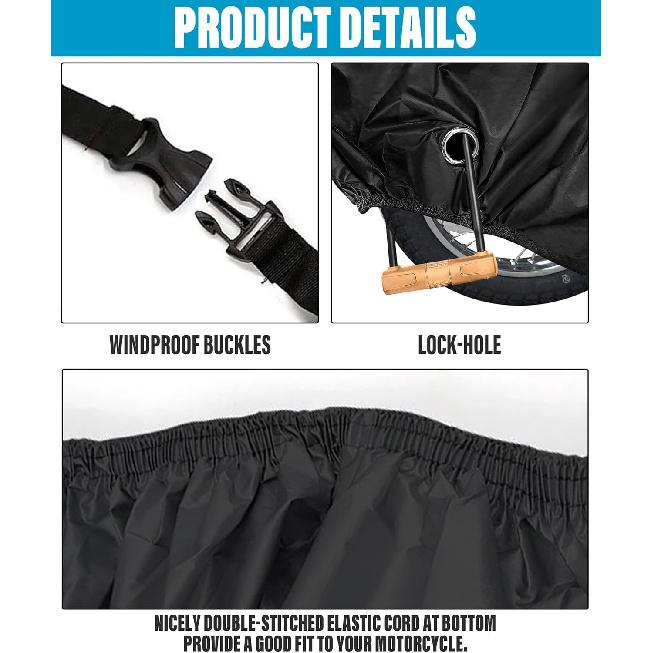 Zlirfy Motorcycle Cover,Motorcycle Accessories,Motorbike Full Cover Motorcycle Covers Waterproof Outdoor,Car Accessories Universal Motorbike Cover
