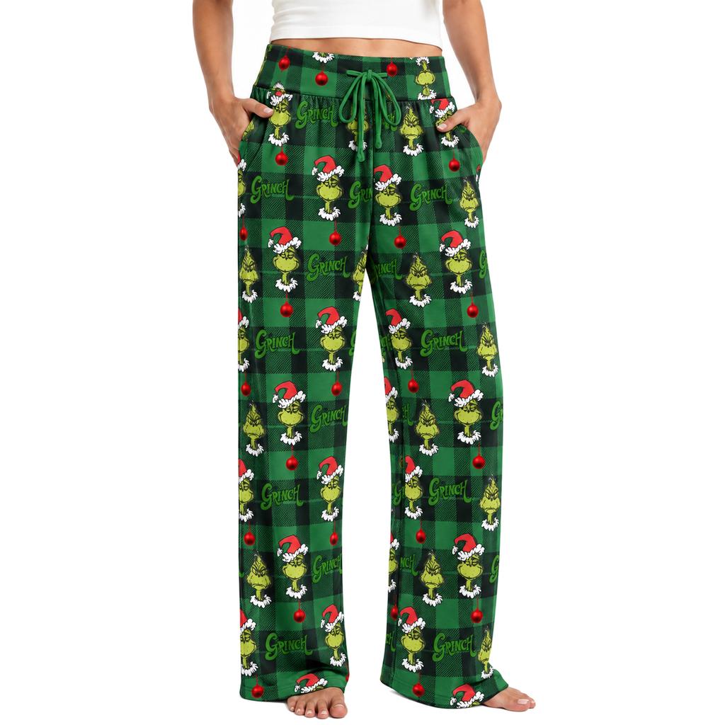 Women's Christmas Pajama Pants Funny Cozy High Waist Sleep Bottoms for Holiday Lounging
