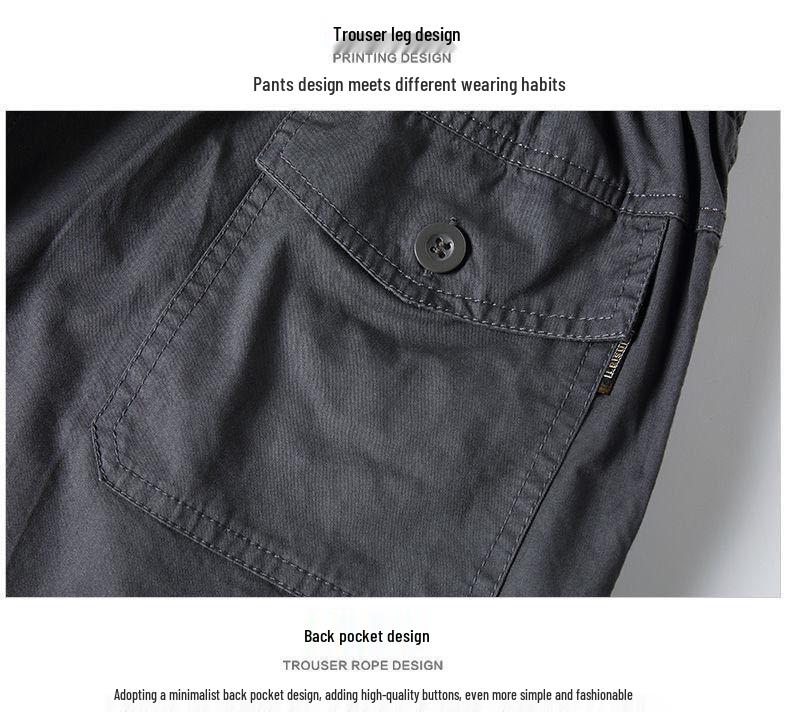 Men's Large Loose-Fit Summer Cotton Overalls - Casual Mid-Length Shorts