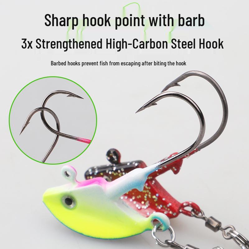 Anti-Hang Rotating Sequin Jig Head Hook with Soft Bait for Bass and Mandarin Fish