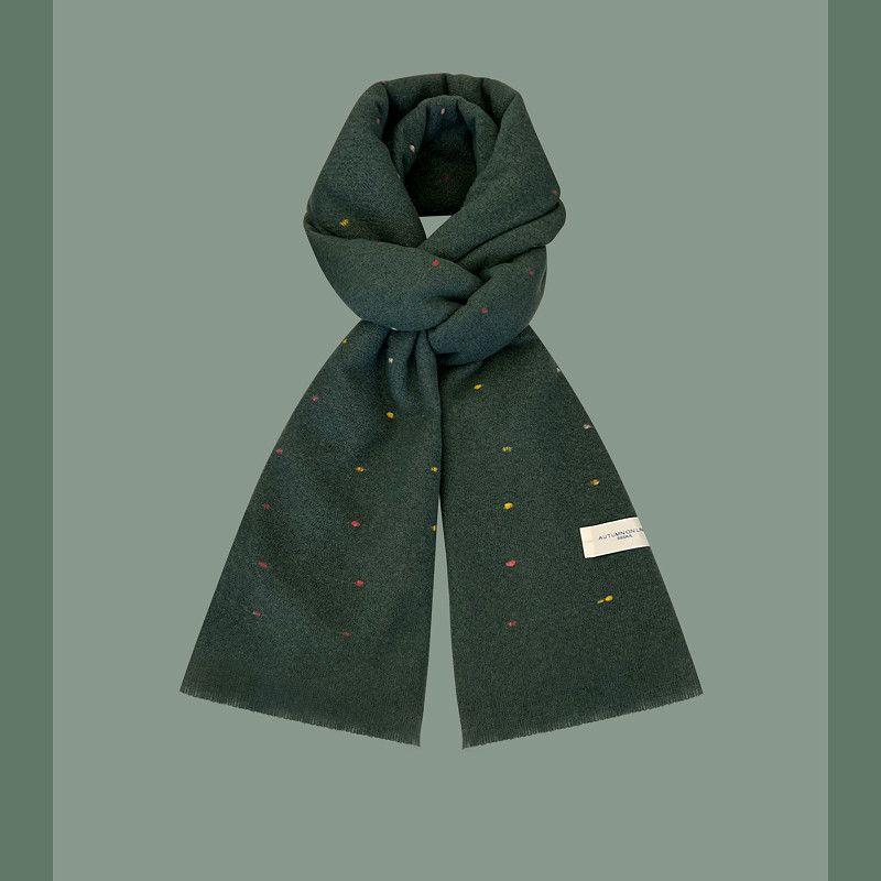 

Высококлассный бежевый однотонный универсальный модный шарф женский зимний в корейском стиле в горошек с бахромой теплый холодостойкий шаль грелка для шеи