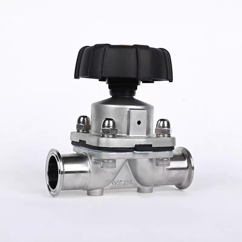 Sanitäres Edelstahl 316L Tri-Clamp Membranventil Schnelle Installation Außendurchmesser 50,5 mm für Prozesssteuerung