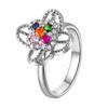 Copper Micro-Inlaid Zircon Four-Leaf Clover Adjustable Ring