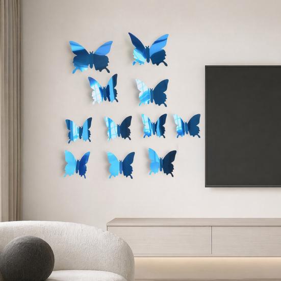 Jijijing 12 Pezzi Adesivi Murali Farfalle, Adesivi Specchio 3D Fai da Te, Adesivi Rimovibili per Festa di Compleanno Camera da Letto Scuola Bagno Soggiorno Decorazione