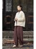 Silent Recitation: Women's Retro Quilted Vertical Stripe Cotton Jacket with Stand-up Collar and Frog Buttons