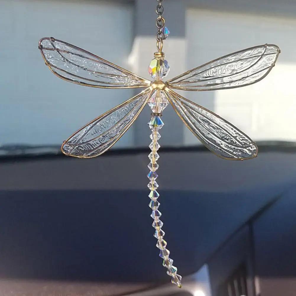 Creative Metal Wing Dragonfly Crystal Suncatcher Garden Wind Chimes Butterfly Home Decor Window Car Ornaments Premium