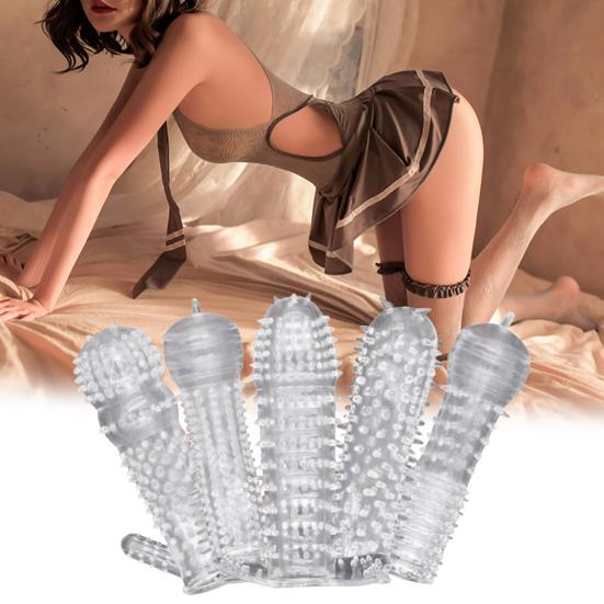 5ks/sada Pánské kondomy Vnější použití Měkký Transparentní Sexuální stimulace Sexuální hračka Velké částice Penis Rukávy Kondomy s hroty pro pár