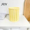 Organizador de Canetas Transparente com Suporte de Rattan Sintético, Organizador de Mesa Redondo Vazado, Copo de Grande Capacidade para Lápis Material de Escritório para Canetas Lápis Maquiagem