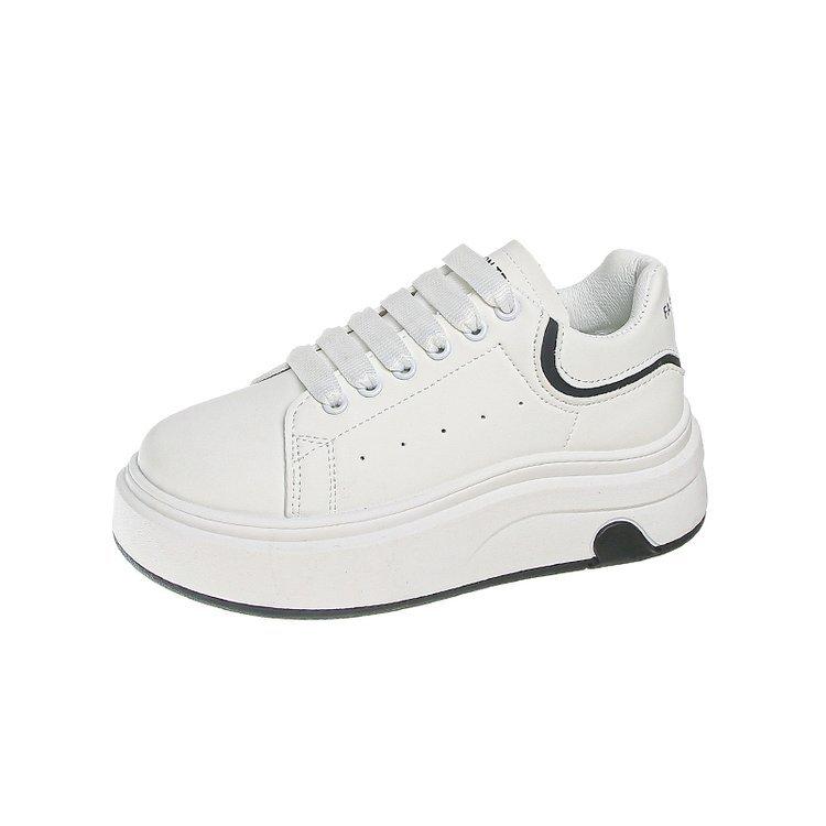 Soft Leather Love Little White Shoes Women's Shoes Spring 2025 New Thick-soled Heightening Leather Surface Color Matching Sports and Leisure Board Sho