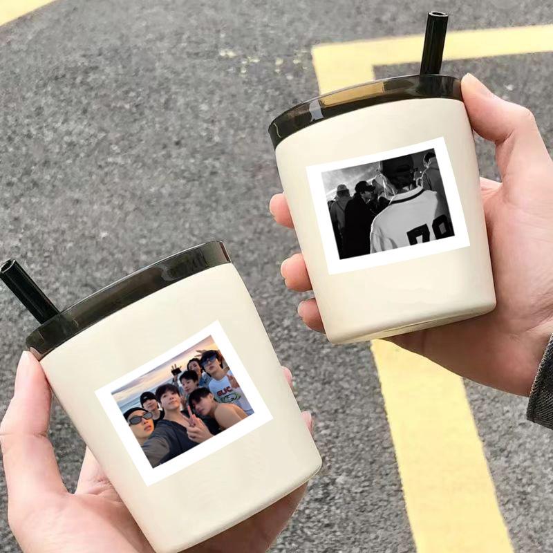 50pcs BTS Polaroid Style Photo Stickers Set-RM Jin Suga J-Hope Jimin V Jungkook Kpop Stickers for Laptop Water Bottle Phone Case ARMY Gift