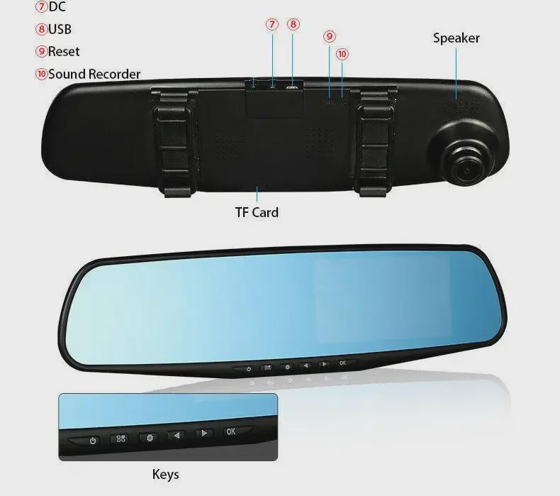 4.3" 1080P Car DVR Mirror Dash Cam with Rear View Camera Kit