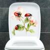 Hand Painted Floral Ladybug Toilet Seat Sticker Waterproof Self-Adhesive Removable Decal for Bathroom WC Decoration