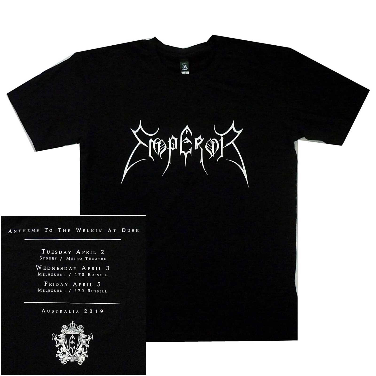 Emperor Logo Anthems Australian Tour S M XL Tshirt Black Metal T-Shirt Official S