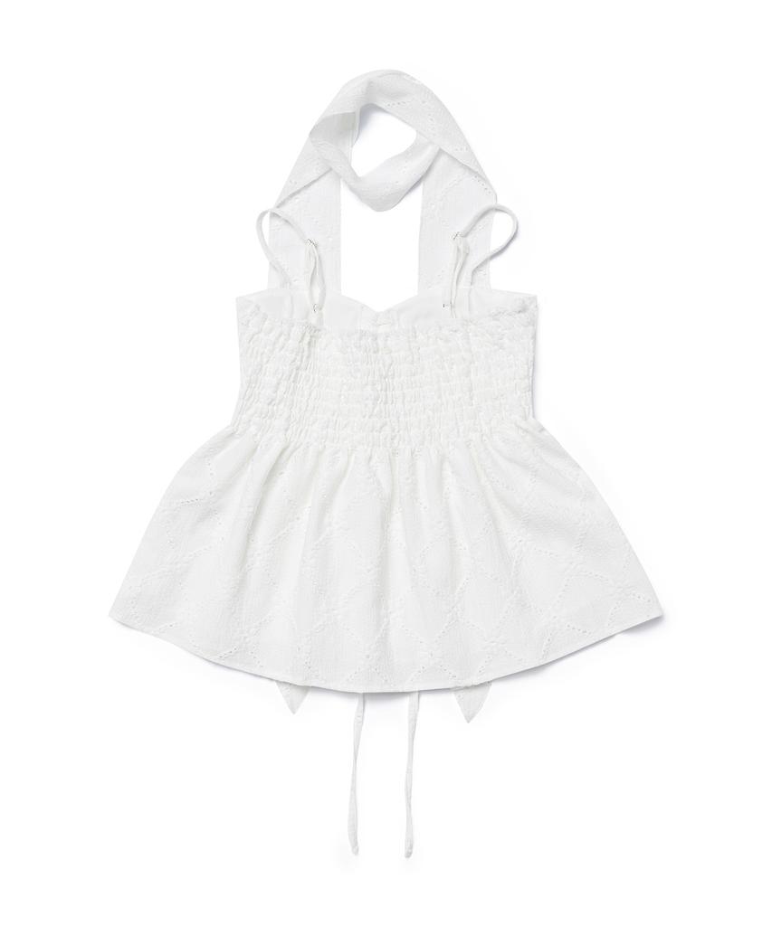 PLUNASTUDIO Irene Lace Sleeveless Top (White)