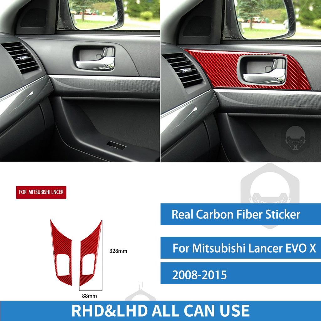 For Mitsubishi Lancer EVO X 2008 2009 2010 2011 2012 2013 2014 2015 Door Handle Carbon Fiber Sticker Car Interior Accessories