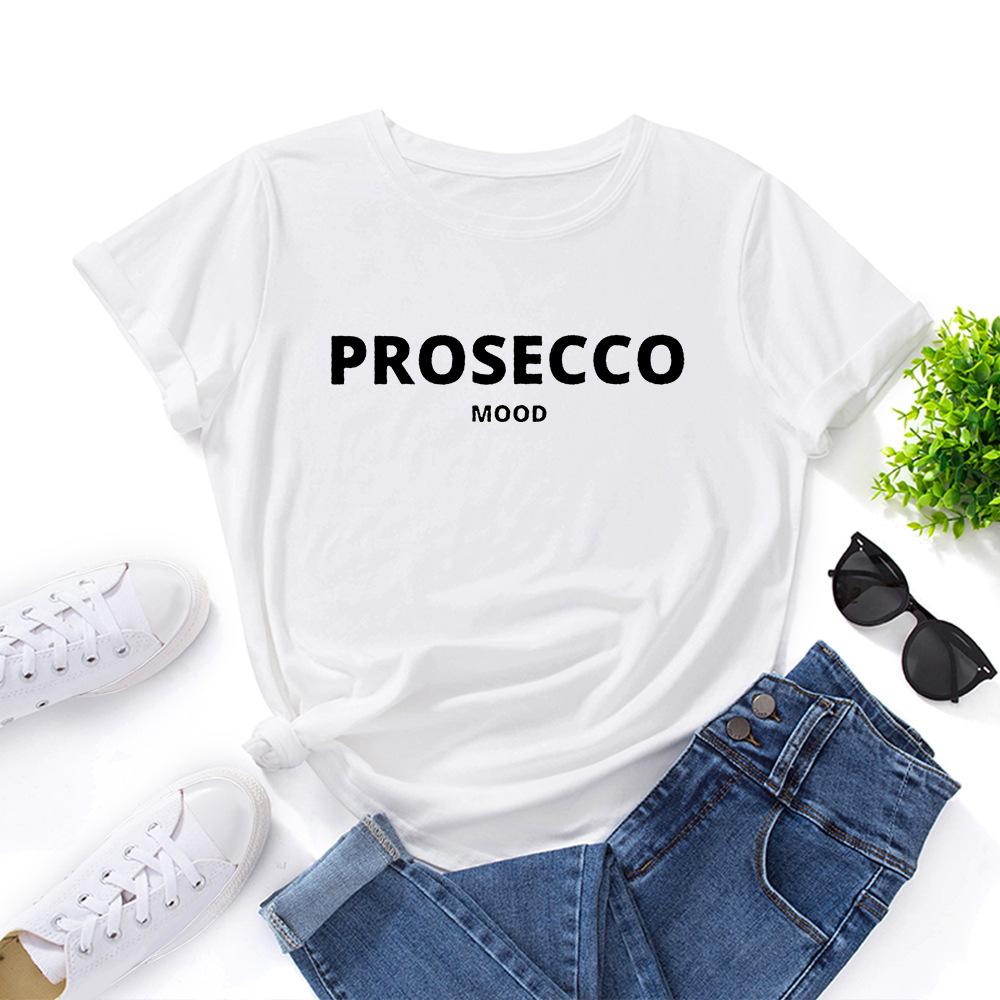 Cotton T-Shirt Short Sleeve Round Neck Women 2d Print Tops