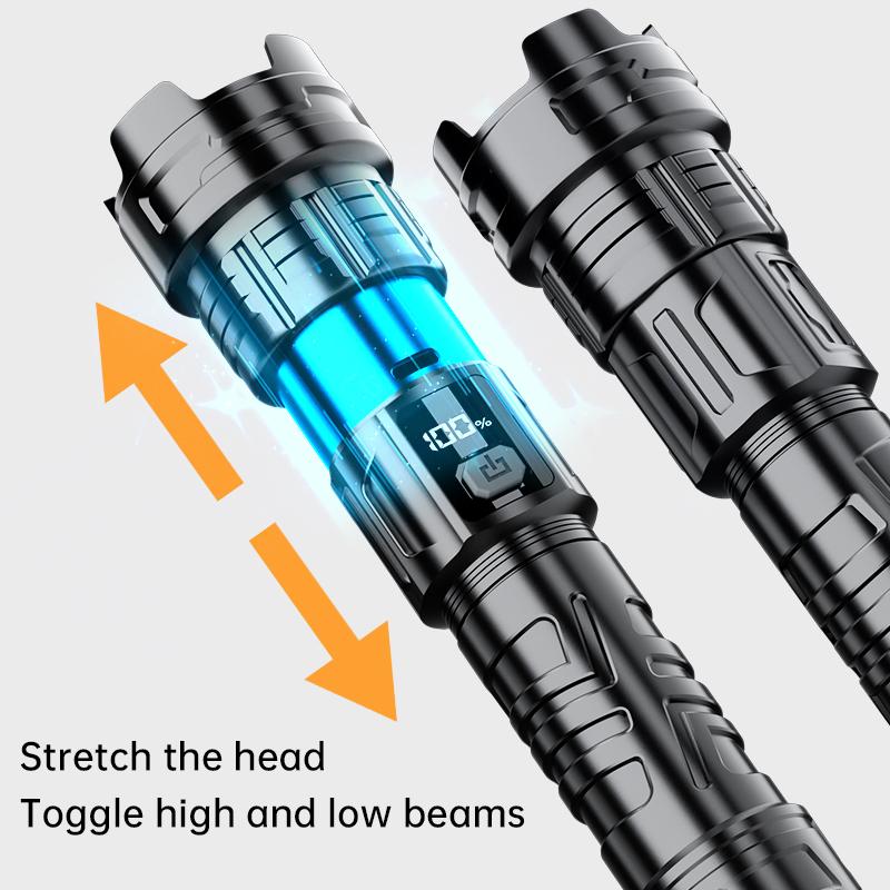 High-Brightness Handheld Flashlight, Rechargeable, Retractable Zoom, Wide Beam, Emergency Handheld Flashlight