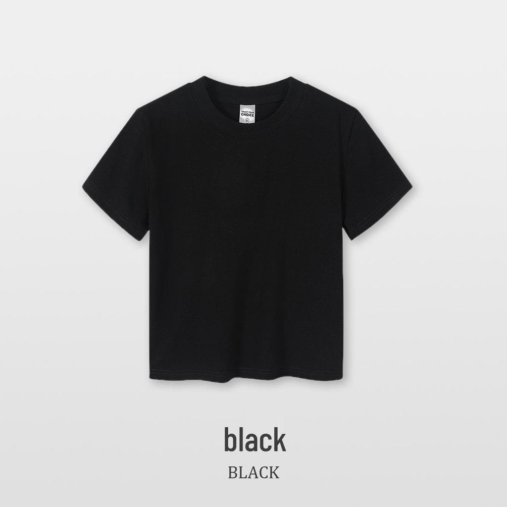 Women's 230G Elastic Spandex Short Sleeve Round Neck Cropped T-shirt - Plain Color for Summer