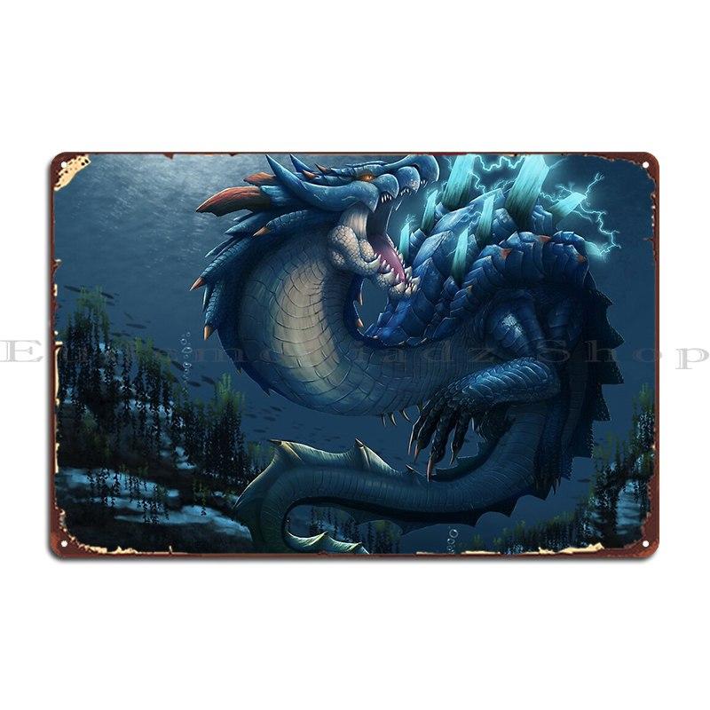 Lagiacrus Monster Hunter Tri Metal Plaque Poster Rusty Plaques Printing Wall Custom Wall Mural Tin Sign Poster 20x30cm