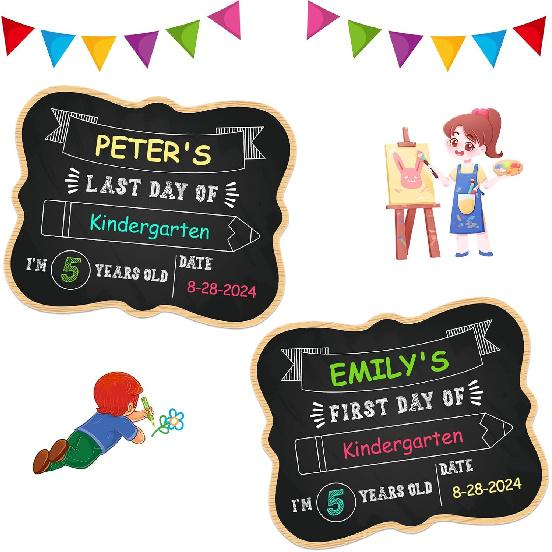 PETCEE First & Last Day of School Chalkboard - 9.5" X 12" Back To School Board Sign Reble 1st Day of Preschool Kindergarten Photo Props Gifts for