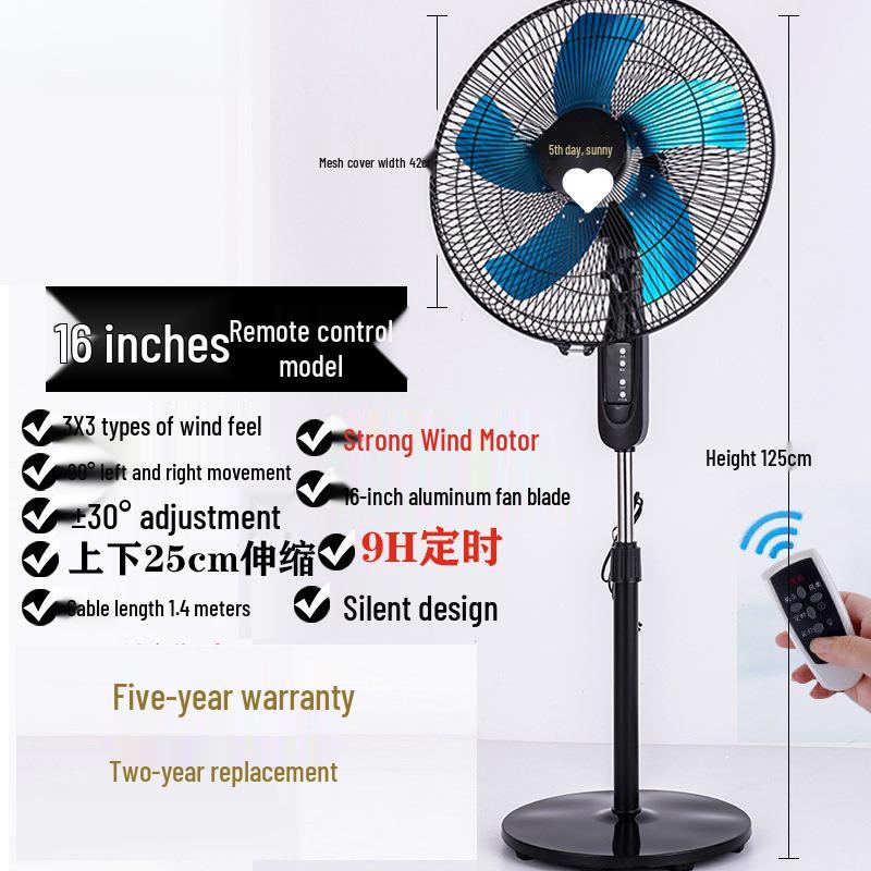 Silent Energy-Saving Oscillating Floor Fan with Remote & Timer