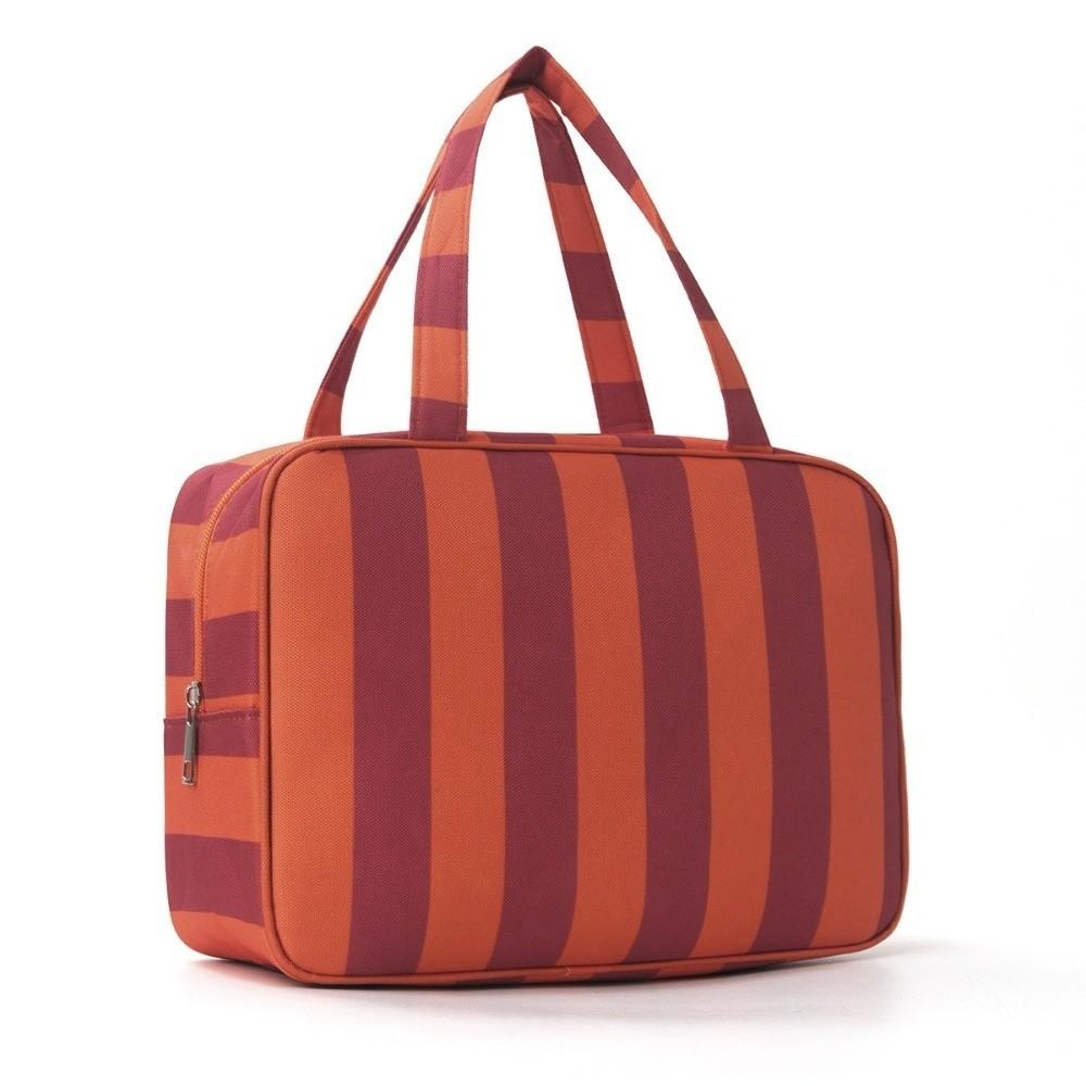 Large Capacity Striped Toiletry Storage Bag Multi Compartment Cosmetic Pouch  Weekend Getaway
