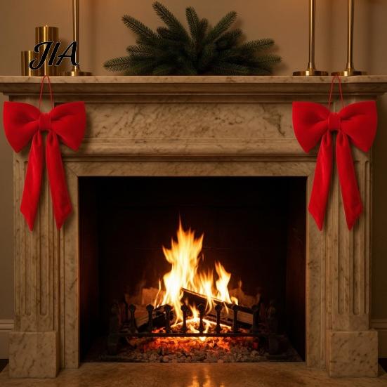 Indoor Festive Wall Decorations Velvet Bow Christmas Decoration, Soft Plush Xmas Tree Elegant Bows for Door Lintels Ornament DIY Wall, Mirror, Wreath,
