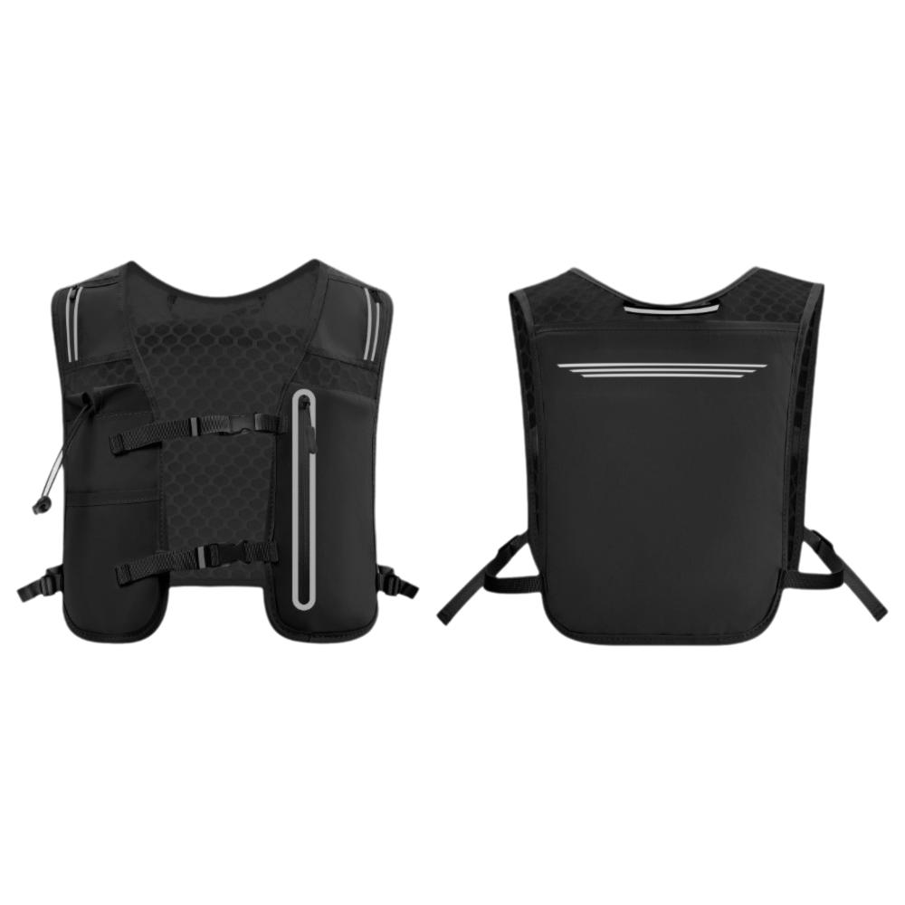 

со Светоотражающими Полосами Жилет-Рюкзак для Бега Нейлоновый Жилет для Хранения Бутылок с Водой для Бега Велоспорт чёрный