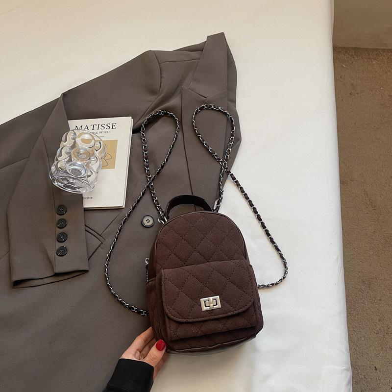 Autumn and winter retro backpack bag women's new diamond chain bag single shoulder crossbody small backpack