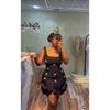 New sexy sling spike diamond hip skirt bandage dress ruffled evening dress short skirt women's clothing