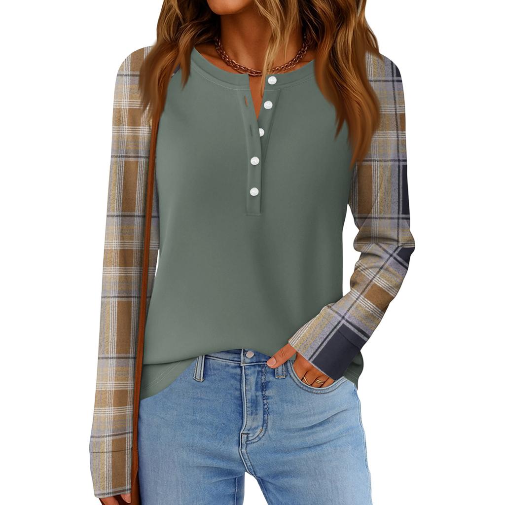 Women's Fashion  Loose Long Sleeve Round Neck Casual Top