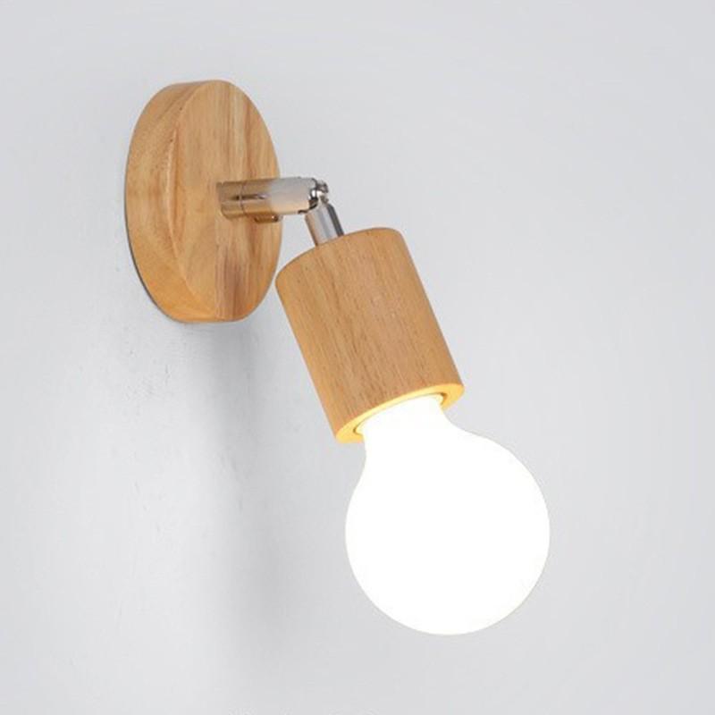 Modern Minimalist Wooden Wall Lamp With Led Bulb For Bedroom And Living Room Decor