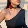 French Retro Rose Necklace with Satin Velvet Hair Rope Design