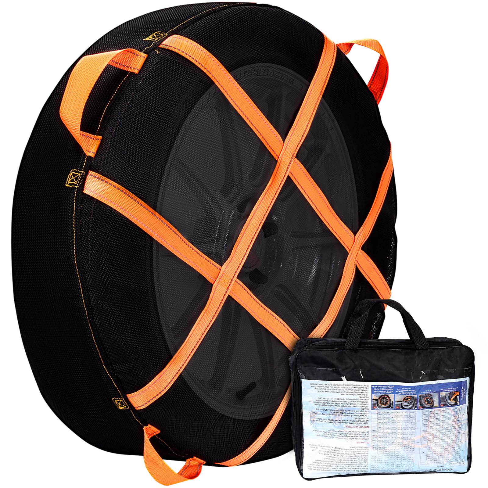 

ZATOOTO Fabric Tire Snow Chains for Lightweight No Jacking Easy Chains, Non-Metallic Vehicles, Required, Anti-Slip Tires, Installation, Lightweight,