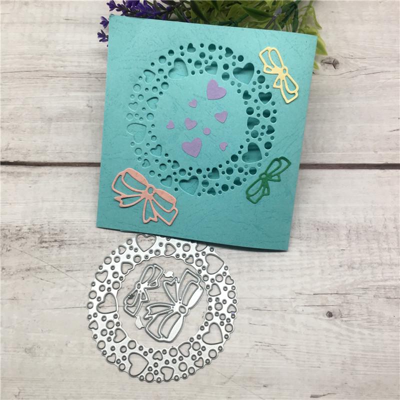 Circle Heart Bowknot Metal Cutting Dies Stencil Scrapbooking Photo Album Paper Embossing Craft DIY
