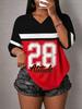 T-shirt da Donna Attitude N.28 Stampa Scollo a V Manica Corta Estate Maglietta Grafica Maglie a Rete Taglie Forti T-shirt Sportiva