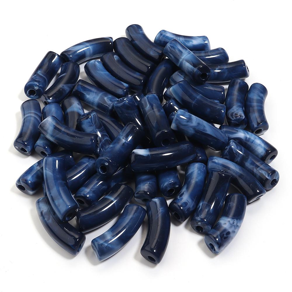 20pcs 35x11mm Acrylic Curved Tube Beads Dual Color Loose Beads For Jewelry Making DIY Handmade Necklace Bracelets Accessories