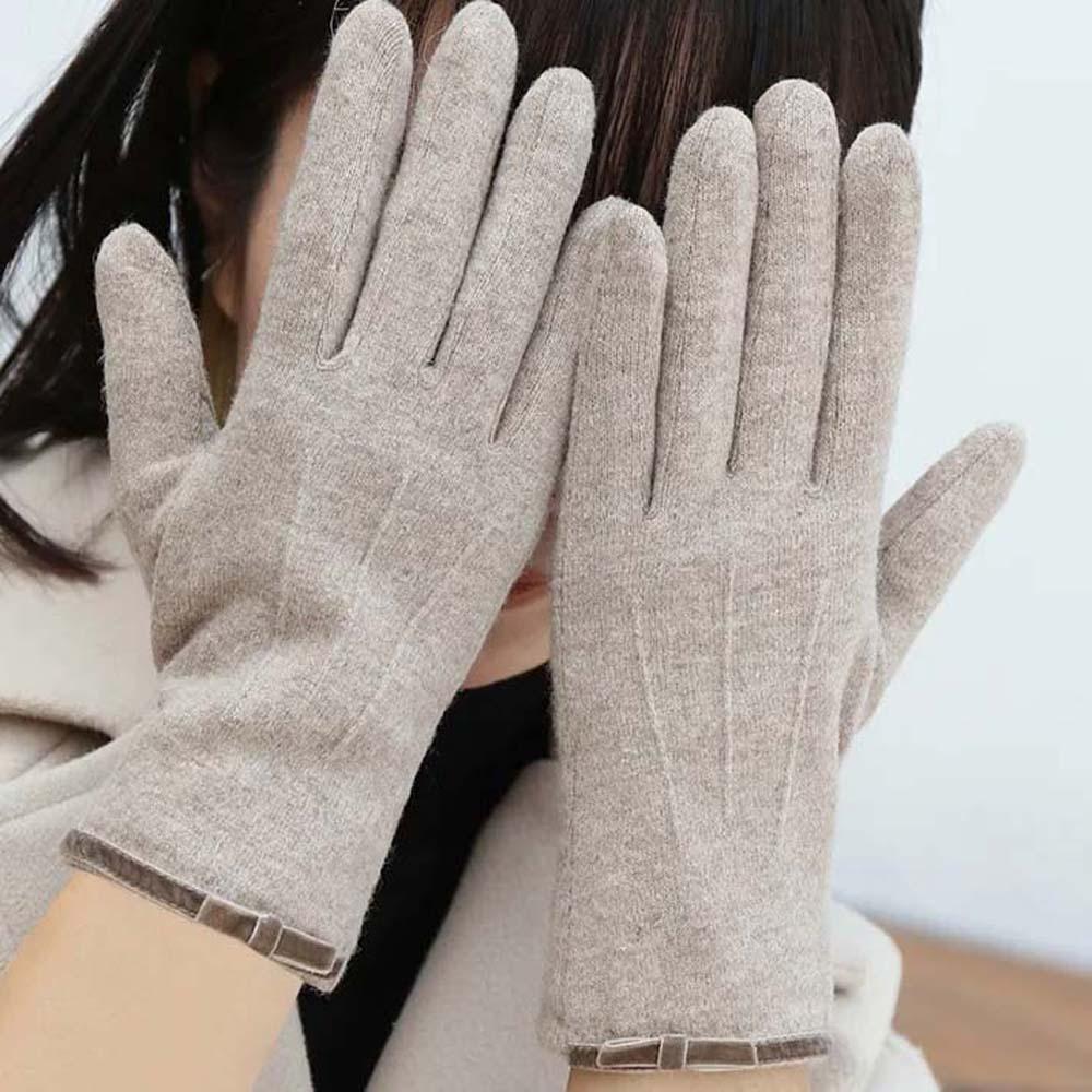 Soft Bow Anti-cold Mittens  Elasticity Finger Mittens Soft Thickened Gloves  Daily