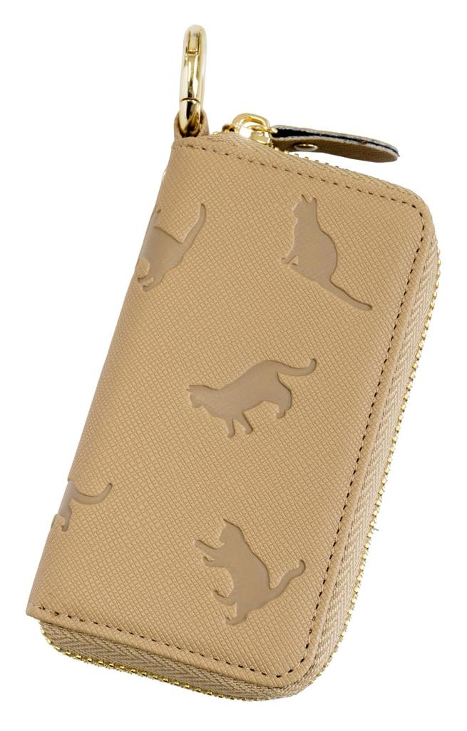 Mukojima Key Chain, Cat Key Case, Greige