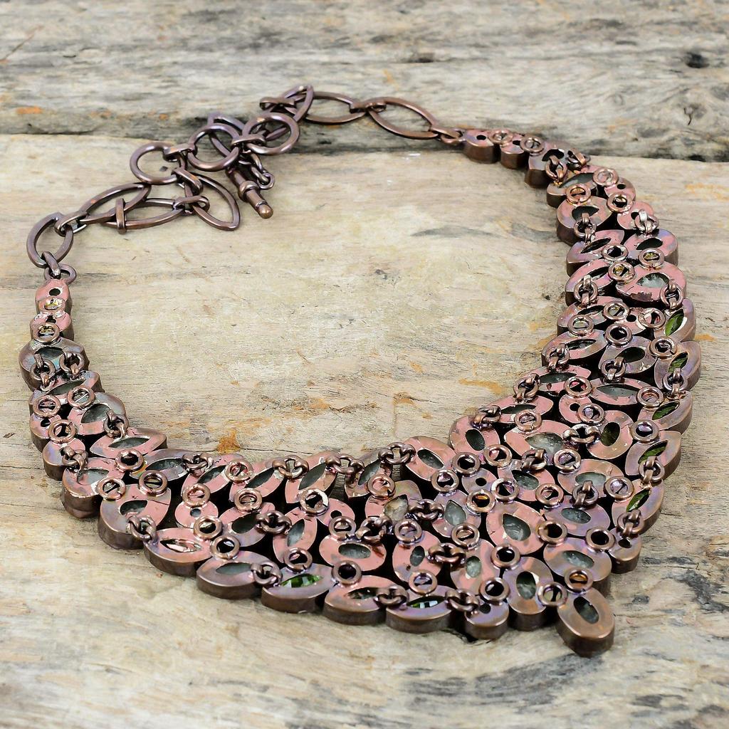 Aquamarine Rough Necklace Electroformed Copper Necklace Gemstone Adjustable Chain Necklace Peridot Necklace Handmade Jewelry Engagement Gift