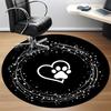 1PC PawPrint Heart Office Round Area Rug,  Mat Suitable ForOffice, Under Office Chairs Bedroom Living Room Home Decor, Room Deco