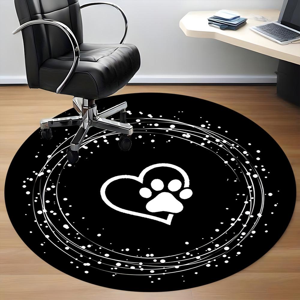 1PC PawPrint Heart Office Round Area Rug,  Mat Suitable ForOffice, Under Office Chairs Bedroom Living Room Home Decor, Room Deco