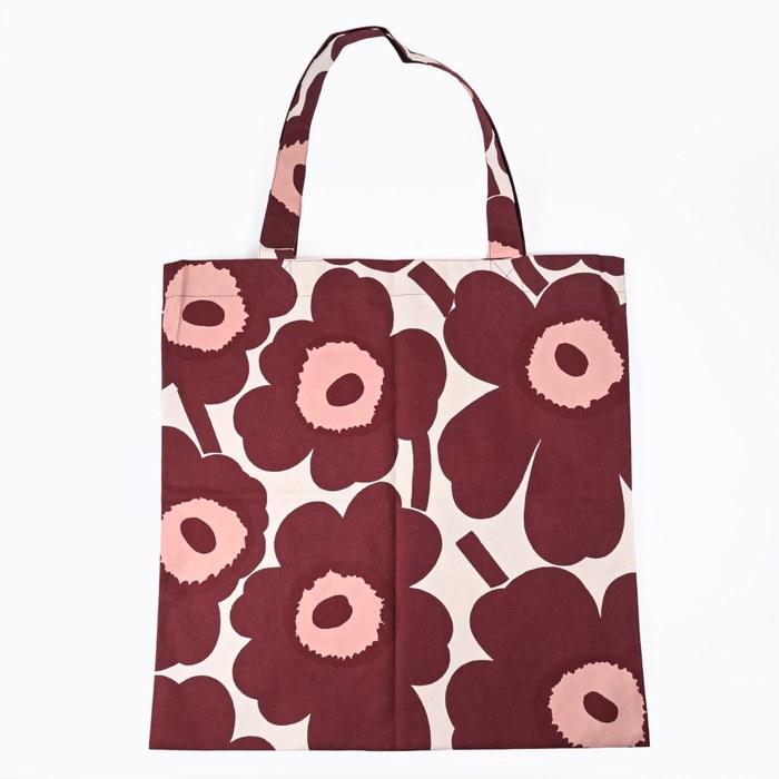 Marimekko Tote Bag Unikko Burgundy Fabric Women's Nordic Design Large