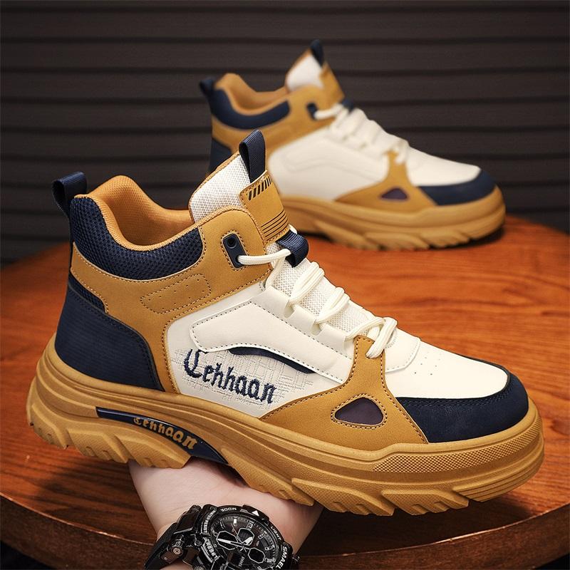 

Однотонные мужские спортивные туфли Удобные кожаные высокие мужские кроссовки Дизайнерская мужская обувь для бега Мужской камуфляж Прилив Сетка 39