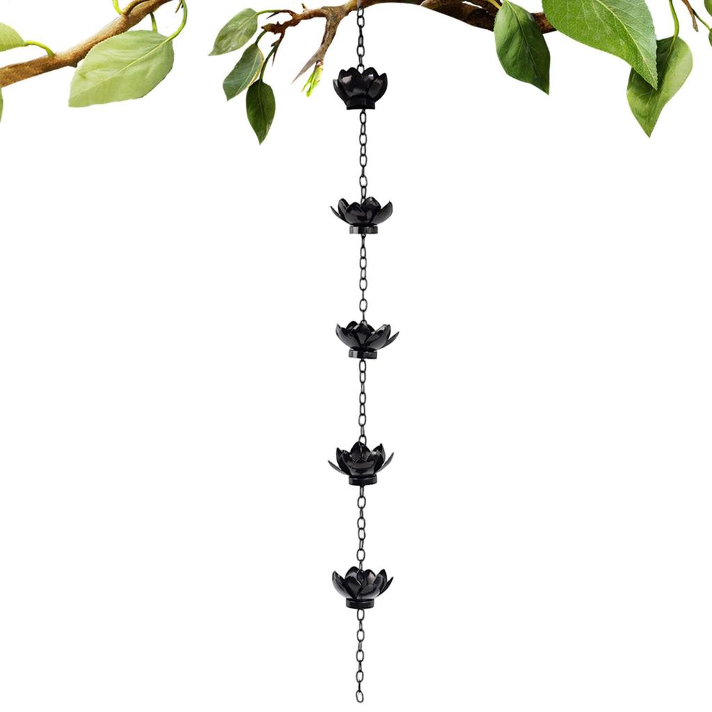 Outdoor Iron Lotus Rain Chains Decorative Flower Shape Gutter Chain Downspout For Home Exterior Garden Yard Landscape
